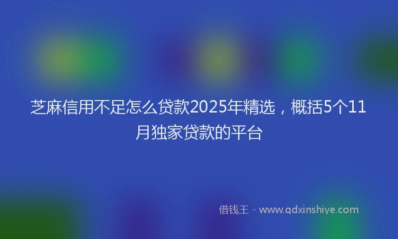 芝麻信用不足怎么贷款2025年精选，概括5个11月独家贷款的平台