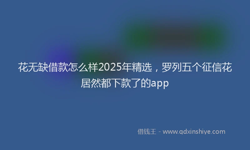 花无缺借款怎么样2025年精选，罗列五个征信花居然都下款了的app