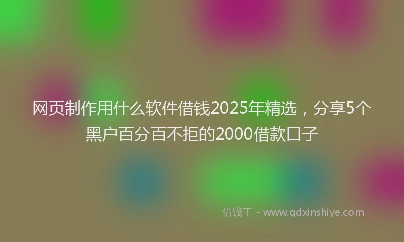 网页制作用什么软件借钱2025年精选，分享5个黑户百分百不拒的2000借款口子