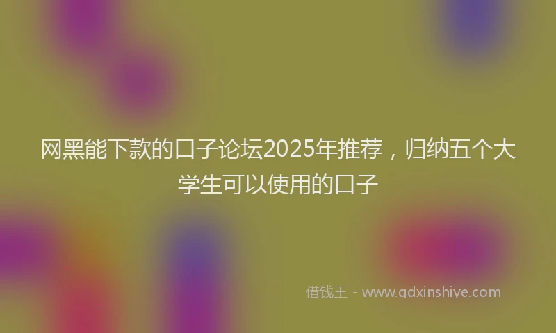 网黑能下款的口子论坛2025年推荐，归纳五个大学生可以使用的口子