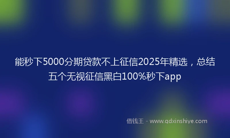 能秒下5000分期贷款不上征信2025年精选，总结五个无视征信黑白100%秒下app