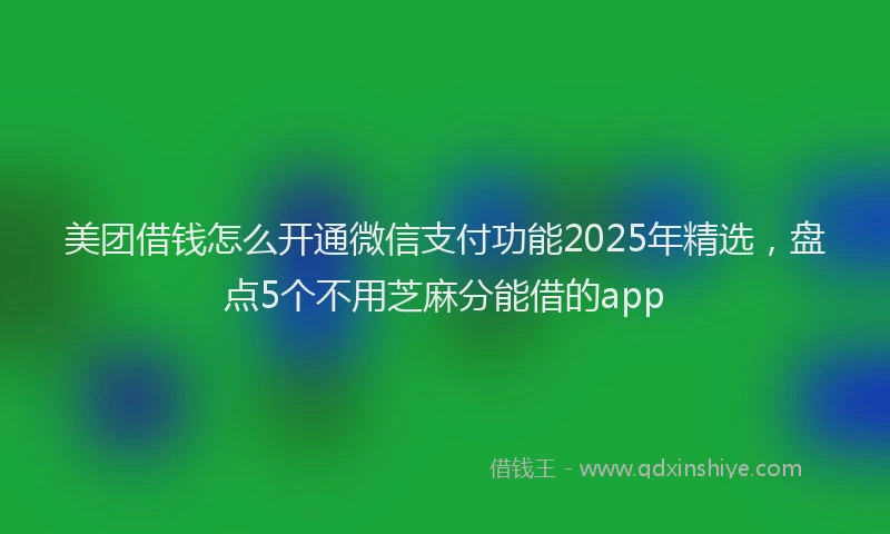 美团借钱怎么开通微信支付功能2025年精选，盘点5个不用芝麻分能借的app