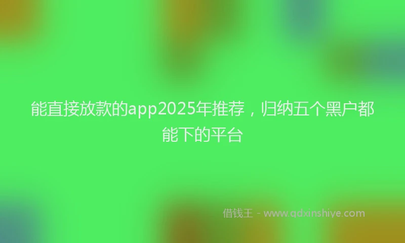 能直接放款的app2025年推荐，归纳五个黑户都能下的平台