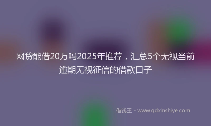 网贷能借20万吗2025年推荐，汇总5个无视当前逾期无视征信的借款口子