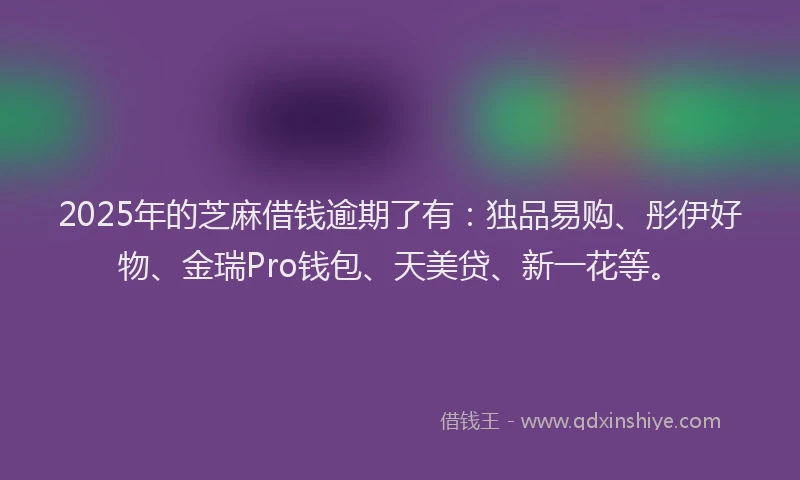 2025年的芝麻借钱逾期了有：独品易购、彤伊好物、金瑞Pro钱包、天美贷、新一花等。