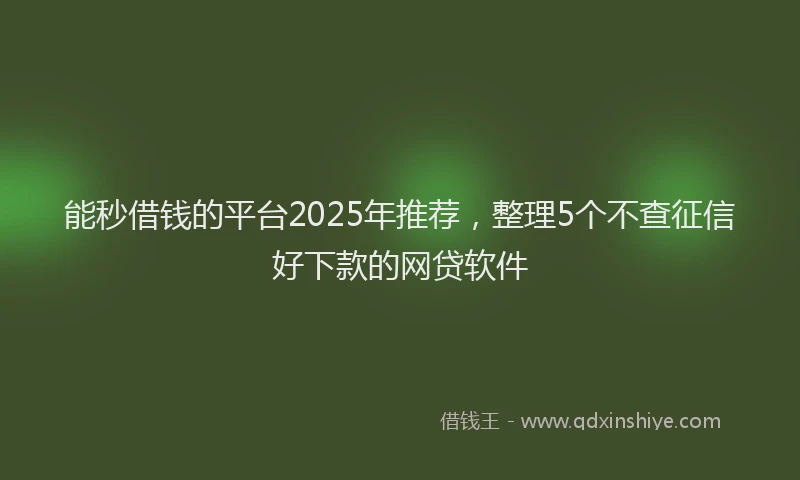 能秒借钱的平台2025年推荐，整理5个不查征信好下款的网贷软件