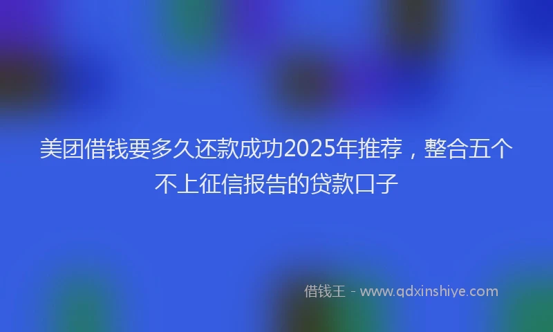 美团借钱要多久还款成功2025年推荐，整合五个不上征信报告的贷款口子