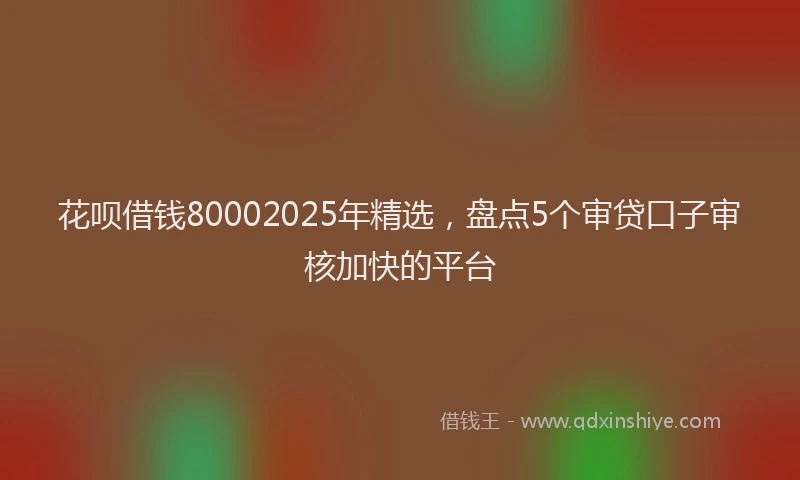 花呗借钱80002025年精选，盘点5个审贷口子审核加快的平台