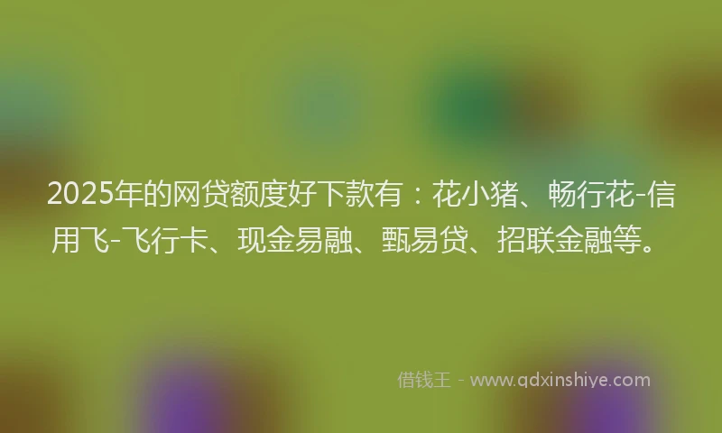 2025年的网贷额度好下款有：花小猪、畅行花-信用飞-飞行卡、现金易融、甄易贷、招联金融等。