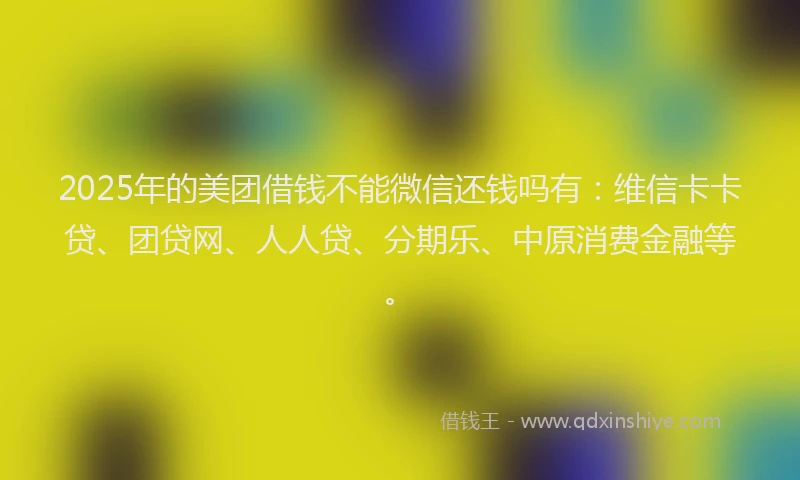 2025年的美团借钱不能微信还钱吗有：维信卡卡贷、团贷网、人人贷、分期乐、中原消费金融等。