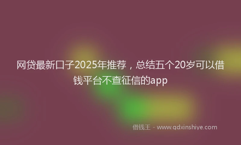 网贷最新口子2025年推荐，总结五个20岁可以借钱平台不查征信的app