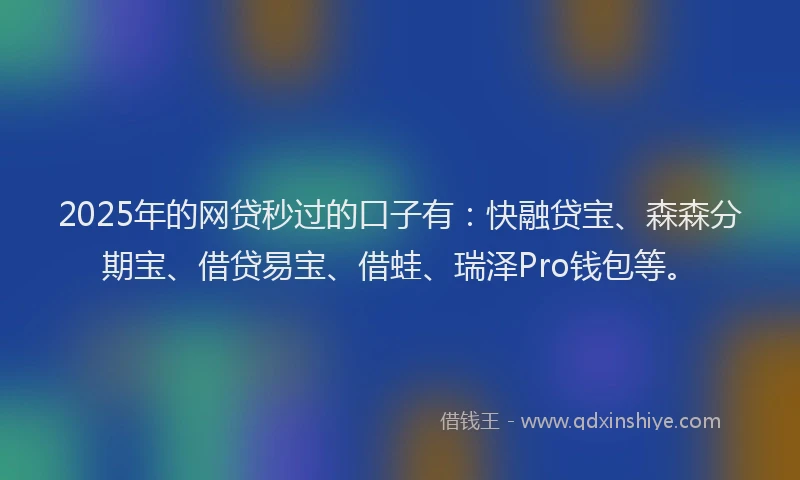 2025年的网贷秒过的口子有：快融贷宝、森森分期宝、借贷易宝、借蛙、瑞泽Pro钱包等。