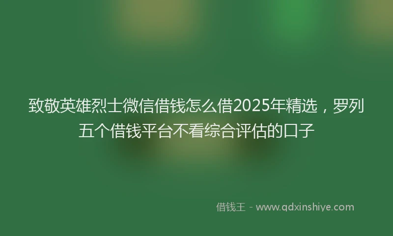 致敬英雄烈士微信借钱怎么借2025年精选，罗列五个借钱平台不看综合评估的口子