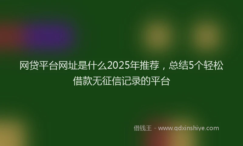 网贷平台网址是什么2025年推荐，总结5个轻松借款无征信记录的平台