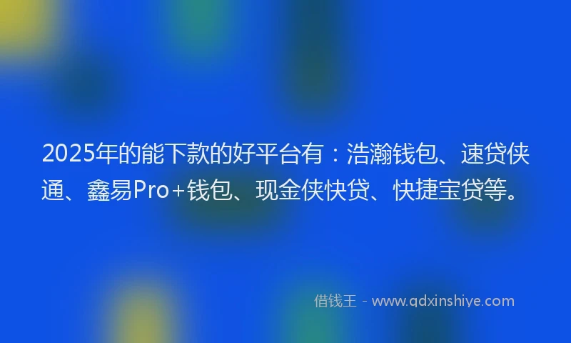 2025年的能下款的好平台有：浩瀚钱包、速贷侠通、鑫易Pro+钱包、现金侠快贷、快捷宝贷等。