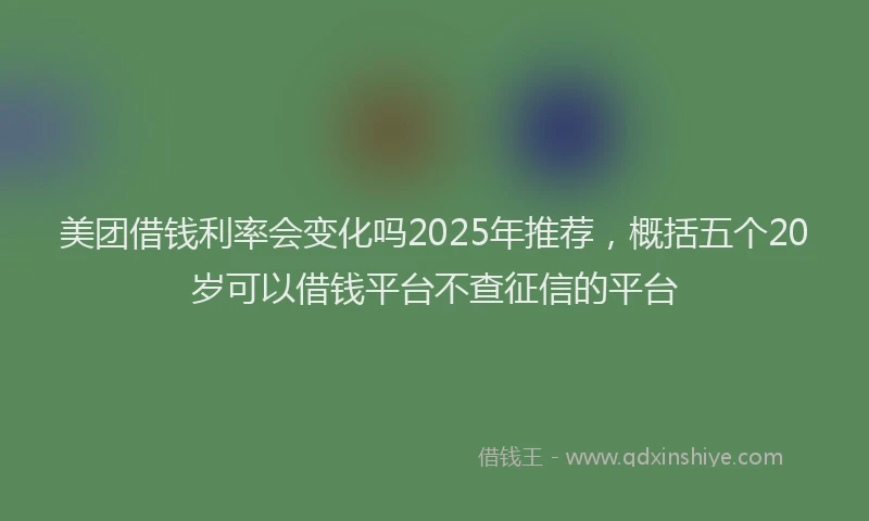 美团借钱利率会变化吗2025年推荐，概括五个20岁可以借钱平台不查征信的平台