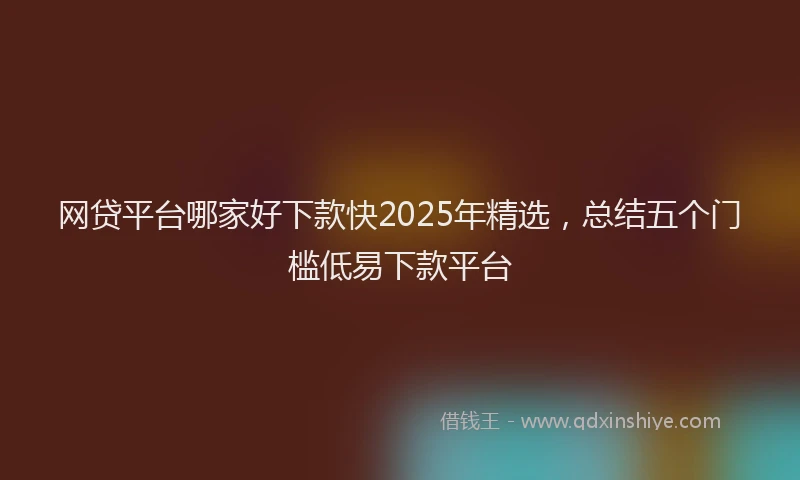 网贷平台哪家好下款快2025年精选，总结五个门槛低易下款平台