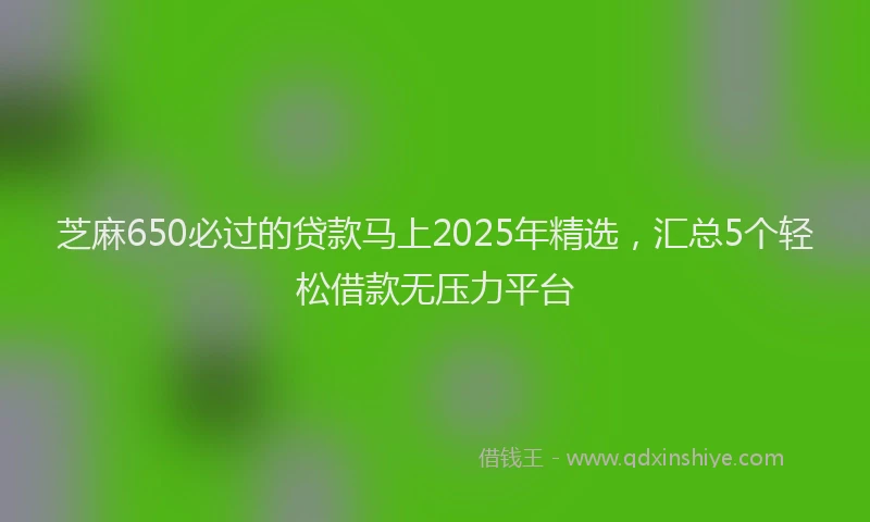 芝麻650必过的贷款马上2025年精选，汇总5个轻松借款无压力平台