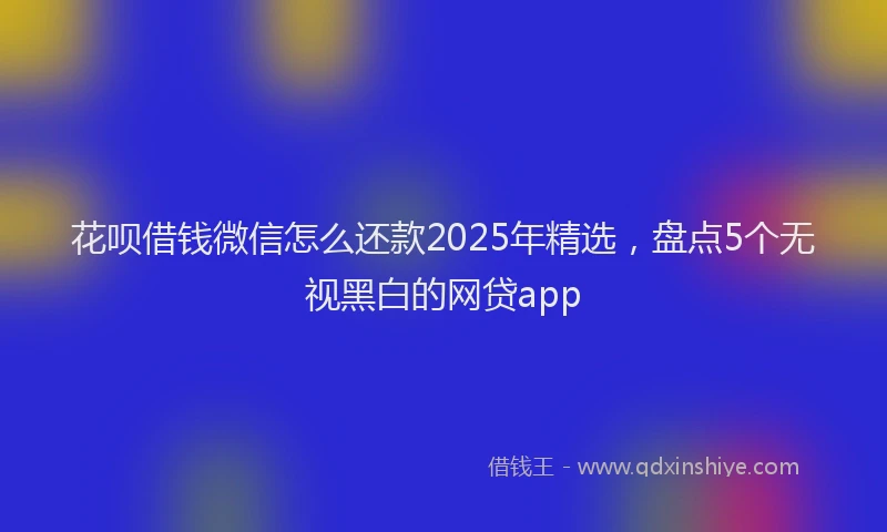 花呗借钱微信怎么还款2025年精选，盘点5个无视黑白的网贷app