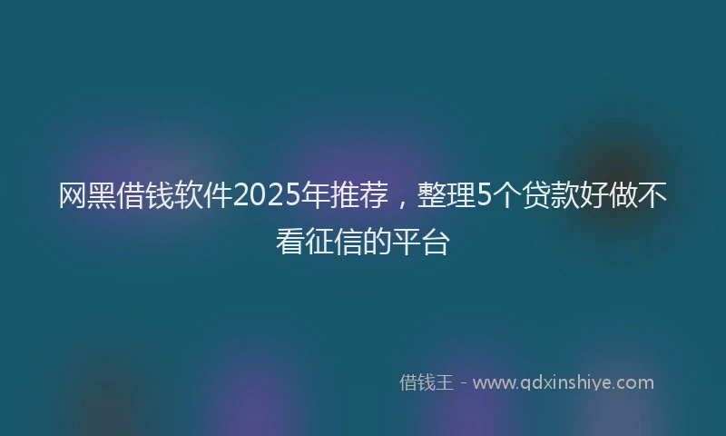 网黑借钱软件2025年推荐，整理5个贷款好做不看征信的平台