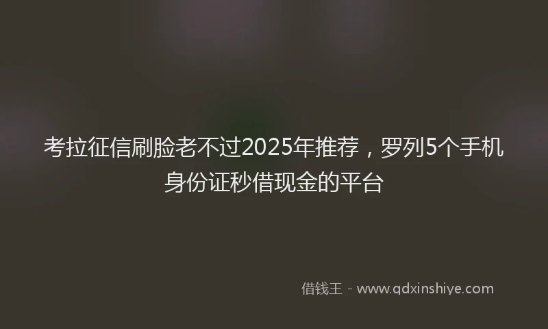 考拉征信刷脸老不过2025年推荐，罗列5个手机身份证秒借现金的平台