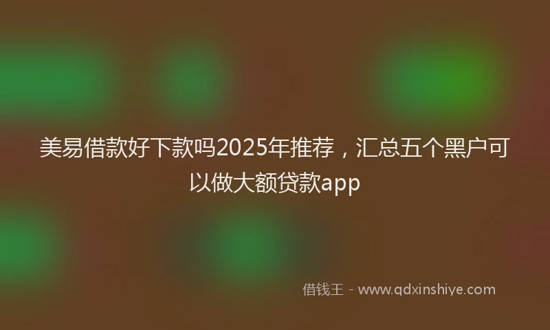 美易借款好下款吗2025年推荐，汇总五个黑户可以做大额贷款app
