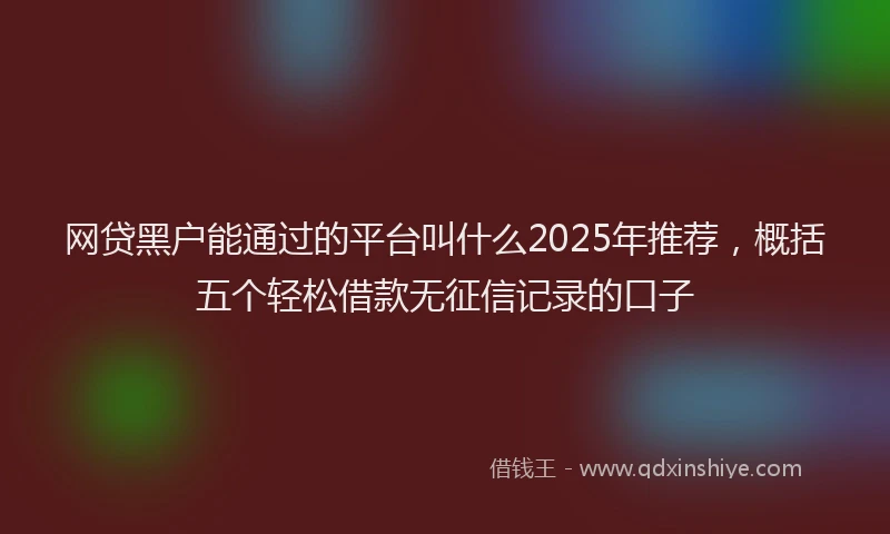 网贷黑户能通过的平台叫什么2025年推荐，概括五个轻松借款无征信记录的口子