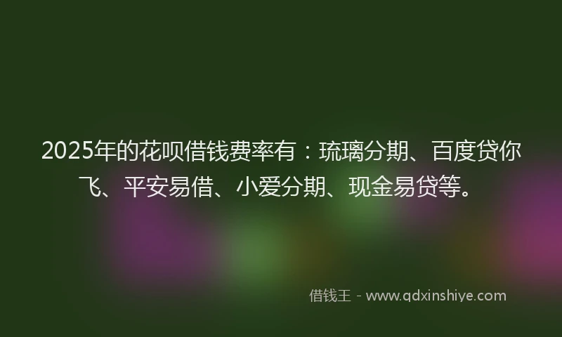 2025年的花呗借钱费率有：琉璃分期、百度贷你飞、平安易借、小爱分期、现金易贷等。