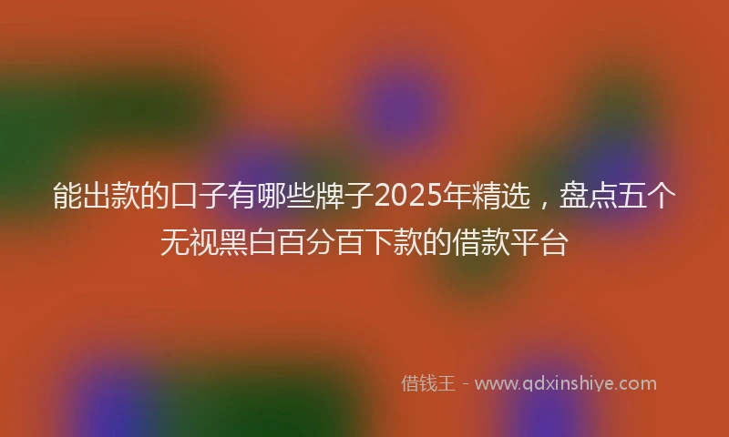 能出款的口子有哪些牌子2025年精选，盘点五个无视黑白百分百下款的借款平台