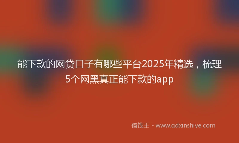 能下款的网贷口子有哪些平台2025年精选，梳理5个网黑真正能下款的app