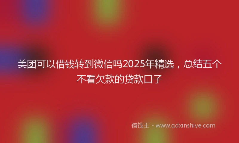 美团可以借钱转到微信吗2025年精选，总结五个不看欠款的贷款口子