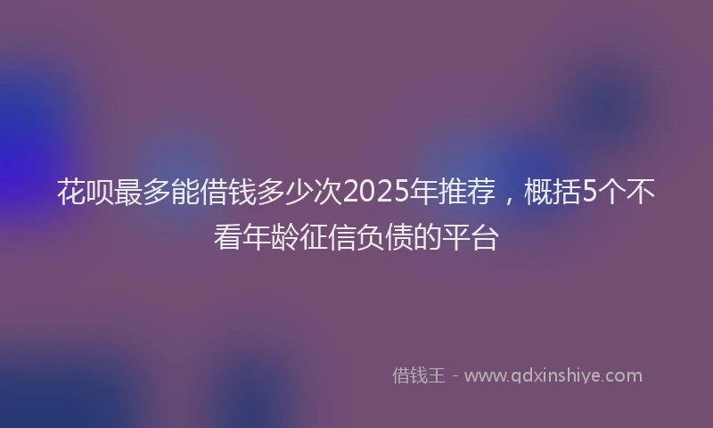 花呗最多能借钱多少次2025年推荐，概括5个不看年龄征信负债的平台