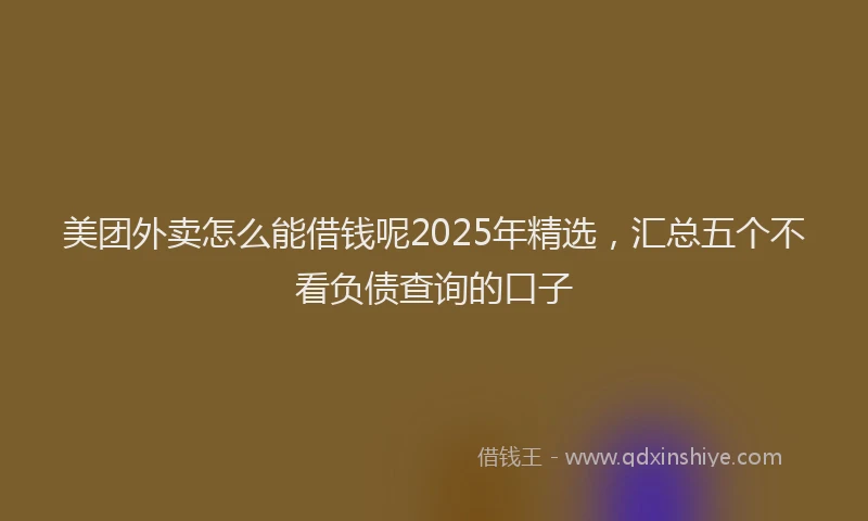 美团外卖怎么能借钱呢2025年精选，汇总五个不看负债查询的口子