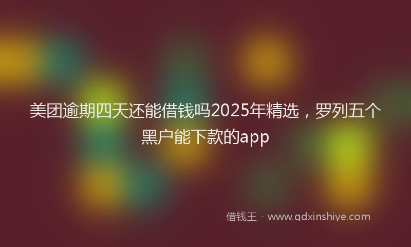 美团逾期四天还能借钱吗2025年精选，罗列五个黑户能下款的app
