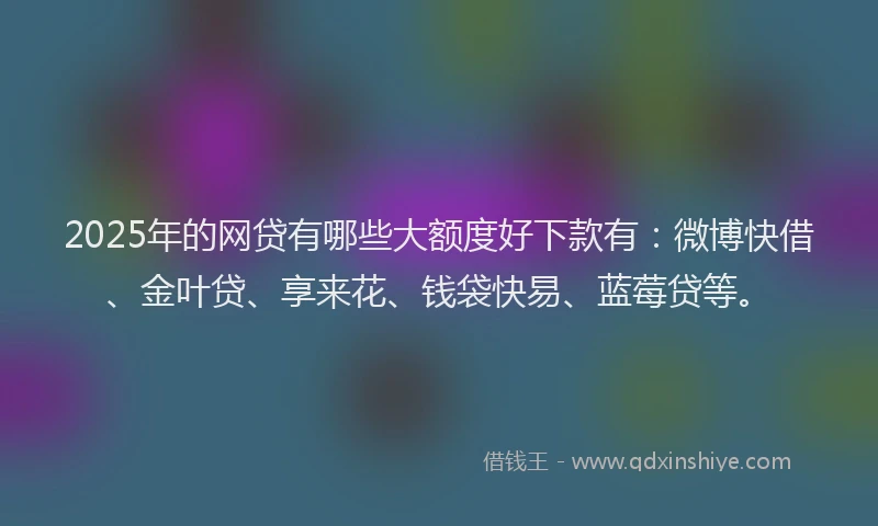 2025年的网贷有哪些大额度好下款有：微博快借、金叶贷、享来花、钱袋快易、蓝莓贷等。