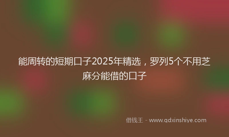 能周转的短期口子2025年精选，罗列5个不用芝麻分能借的口子
