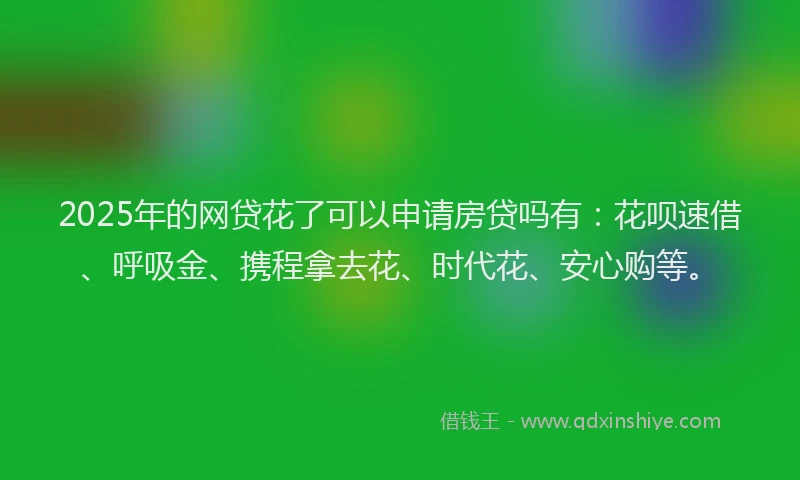 2025年的网贷花了可以申请房贷吗有：花呗速借、呼吸金、携程拿去花、时代花、安心购等。