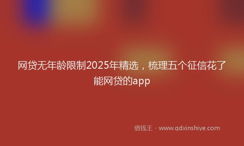 网贷无年龄限制2025年精选，梳理五个征信花了能网贷的app