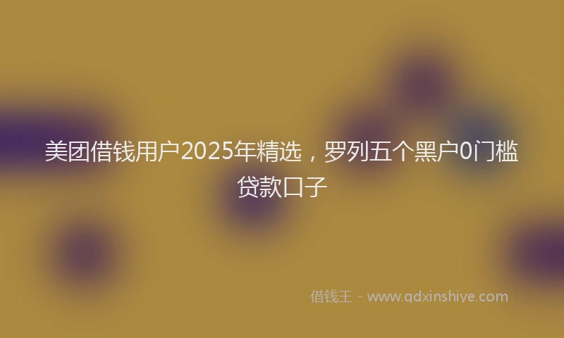 美团借钱用户2025年精选，罗列五个黑户0门槛贷款口子