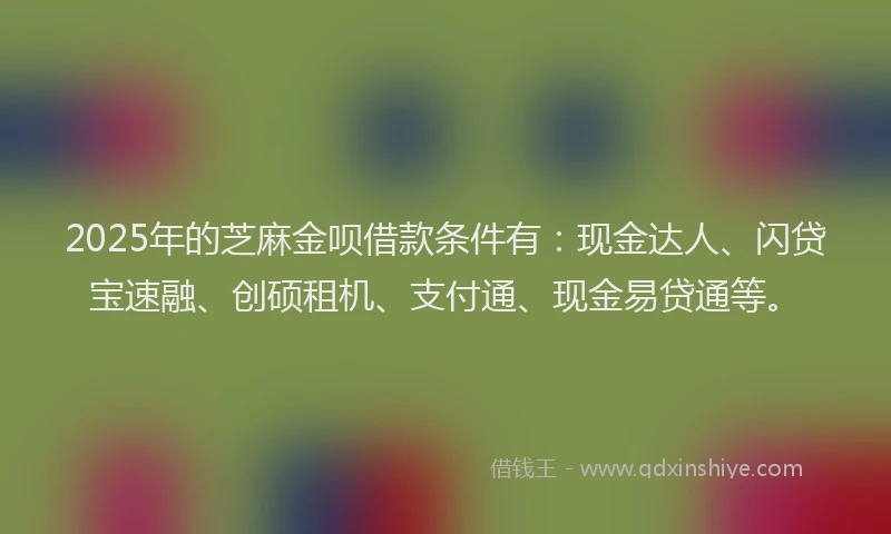 2025年的芝麻金呗借款条件有：现金达人、闪贷宝速融、创硕租机、支付通、现金易贷通等。