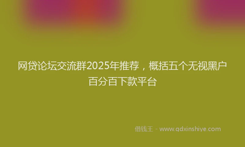 网贷论坛交流群2025年推荐，概括五个无视黑户百分百下款平台