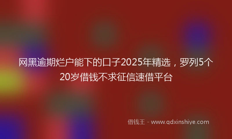 网黑逾期烂户能下的口子2025年精选，罗列5个20岁借钱不求征信速借平台