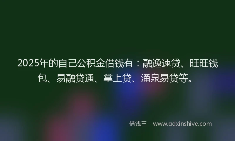 2025年的自己公积金借钱有：融逸速贷、旺旺钱包、易融贷通、掌上贷、涌泉易贷等。
