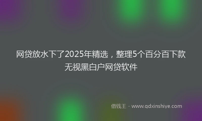 网贷放水下了2025年精选，整理5个百分百下款无视黑白户网贷软件