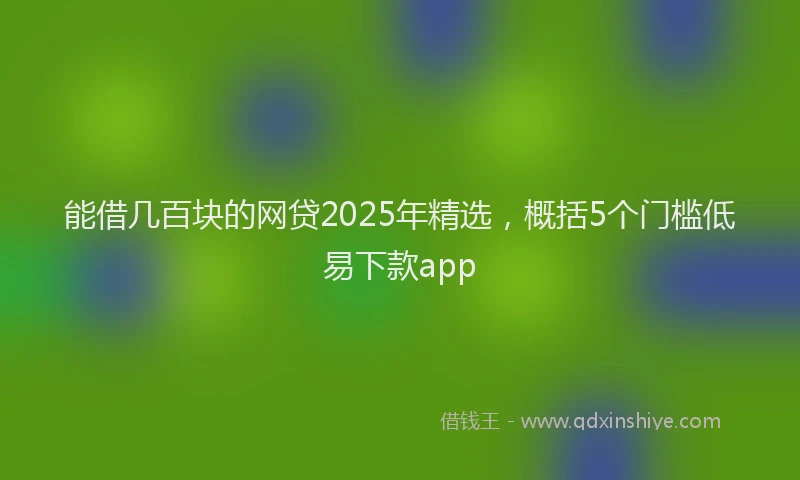 能借几百块的网贷2025年精选，概括5个门槛低易下款app