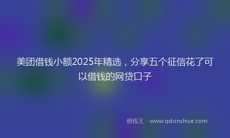美团借钱小额2025年精选，分享五个征信花了可以借钱的网贷口子