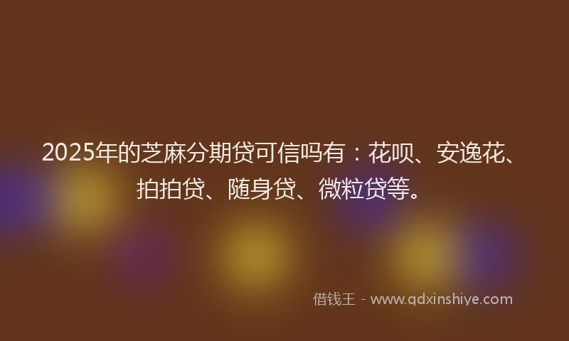 2025年的芝麻分期贷可信吗有：花呗、安逸花、拍拍贷、随身贷、微粒贷等。