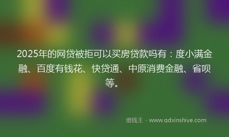 2025年的网贷被拒可以买房贷款吗有：度小满金融、百度有钱花、快贷通、中原消费金融、省呗等。