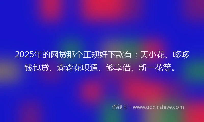 2025年的网贷那个正规好下款有：天小花、哆哆钱包贷、森森花呗通、够享借、新一花等。