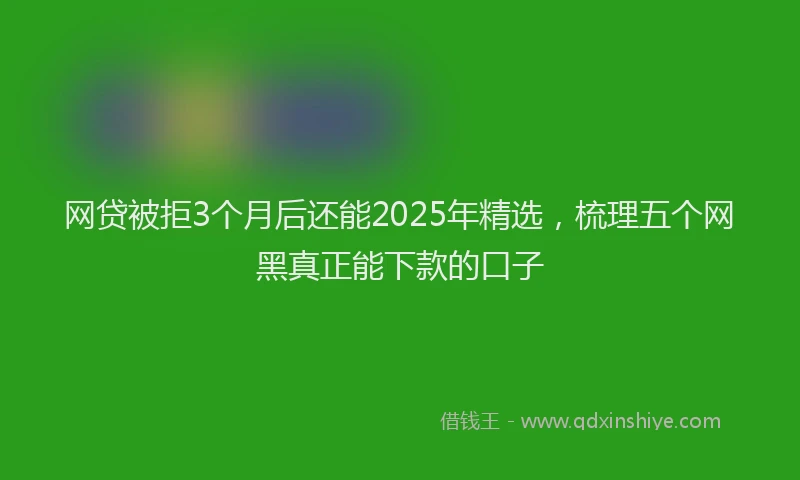 网贷被拒3个月后还能2025年精选，梳理五个网黑真正能下款的口子